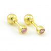 Náušnice zo žltého zlata zirkónik 3 mm ružový na balónik