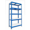kovový regál bezskrutkový Biedrax 50 x 90 x 180 cm, modrý - 5 políc biele lamino 12mm