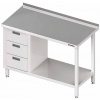 Přístěnný stůl, blok tří zásuvek po levé straně a s policí 1800x700x850 mm | STALGAST, 980387180 inox
