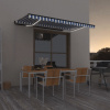 vidaXL Ručne zaťahovacia markíza s LED 450x350 cm modrá a biela - Modrá - 1500-143387