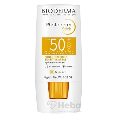 Bioderma Photoderm Stick tyčinka na opaľovanie na citlivú pokožku a pery SPF50+ 8 g tyčinka na pery a citlivé miesta