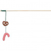 Xmas vianočný prút pre mačky 48 cm, s praclíkom/lízatkom, šuštiaci, drevo/polyester