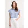 Bavlnená košeľa Pepe Jeans DIXIT dámska, voľný strih, s klasickým golierom, PL305043 modrá L