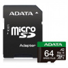 ADATA MicroSDXC karta 64GB Speed Plus, U3, C10, A2, V30 (R:160/W:140 MB/s) + SD adaptér UD64GUI3V30A2SP-RA1