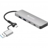 Sandberg USB-C/A to 2xUSB-A+2xUSB-C Hub USB 3.2 Gen 1 (3.1 Gen 1) Type-A + Type-C 5000 Mbit/s Hliník (136-64)