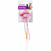 Flamingo Cat Howi Ball Ribbons - gumené mačacie loptičky, s kožušinkou, stuhami a rolničkami - ružové