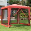 Párty stan so 4 sieťovými bočnými stenami červený 2,5x2,5m HDPE-ForU-319225