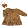 Mušelínové šatôčky s hviezdičkami + čelenka Z&Z, škoricová 80 (9-12m)
