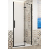 GELCO TRINITY BLACK 80cm pravé dvere do niky s pevnou stenou v rovine, profil čierna mat, sklo číre, GT1280CR-B