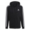 adidas Essentials Fleece 3-Stripes Full-Zip pánska mikina Black/White XL