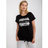 Čierne tričko s potlačou, kamienkami a viazaním RV-TS-7657.68P-black ONE SIZE