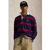 Bavlnené polo tričko Polo Ralph Lauren Lsrugbym2 Long Sleeve tmavomodrá farba, vzorovaná, 710972673