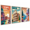 SADA 3 PLAKÁTOV Vintage Retro Italy Italia farebná grafika Rím Benátky (SADA 3 PLAKÁTOV Vintage Retro Italy Italia farebná grafika Rím Benátky)