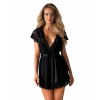 Obsessive Luxusný dámsky župan Obsessive Black Swan 810-PEI-1, Veľkosť XXL, Farba čierna
