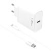 FIXED Travel s USB-C výstupom a USB-C/USB-C káblom 1 m podpora PD 20 W biela FIXC20-CC-WH