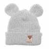 Pletená bavlněná čiapka s uškami dvojvrstvová Hand Made Baby Nellys šedá