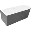 Mexen Silo, rohová voľne stojaca ryhovaná vaňa, ľavá, 150 x 75 cm, biela-šedá, oceľový prepad, 52891507562L-97