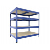 Kovový regál Biedrax 60 x 60 x 120 cm, modrý, 4 police OSB 10 mm, nosnosť 200 kg na policu