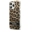 Plastové puzdro Guess na Apple iPhone 13 Pro GUHCP13LHSLEOW Leopard Electro Stripe hnedé