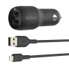Belkin Boost Charge Dual USB Car Charger 24W + USB to Lightning cable - Black CCD001bt1MBK