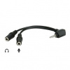 Audio Redukcia, Jack (3,5mm) M (4-polový)-Jack (3,5mm) 2x F, 90°, 0, stereo, čierna, Logo, blister