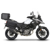 SHAD Kompletná sada čiernych hliníkových kufrov SHAD TERRA BLACK, 48 litrov vrchný kufor, 36/36 litrov bočné kufre, vrátane montážnej sady a platni SHAD SUZUKI DL 650 V-Strom