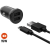 FIXED set autonabíjačky s 2xUSB výstupom a USB/USB-C káblom, 1 meter, 15W čierny FIXCC15N-2UC-BK