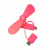 Ventilátor 3v1 USB C Micro USB lightning ružový