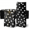 PAPIEROVÉ VRECKÁ NA KOCKY 10x6x26cm Čierne s Bodkami NA SLADKOSTI 50 kusov