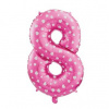 Godan Fóliový balón číslo 8 so srdiečkami ružová 65 cm