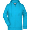 James & Nicholson | JN 8025 Dámska mikina s kapucňou_02.8025 Farba: turquoise, Veľkosť: XS
