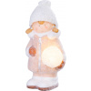 Postavička MagicHome Vianoce, Dievčatko so snehovou guľou, 1 LED, keramika, 14x13x25 cm