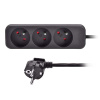 SOLIGHT Predlžovací kábel Solight, 3 zásuvky, čierny, 3 m