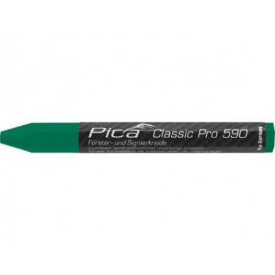 PICA kriedový značkovač pro - píše na mokré aj suché drevo, kov, kameň, betón, plast a ďalší materiál, 120x12mm -12ks v balení, cena za 1ks - zelený - PC-590/36