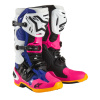 Boty TECH 10 limitovaná edice COAST, ALPINESTARS (bílá/tmavě modrá/růžová/žlutá fluo/oranžová/černá, vel. 45,5)
