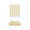 Zlaté svíčky k narozeninám - Happy Birthday - 16 ks - 7 cm - GoDan