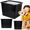 Plastový box s vekom, veľký uzatvárateľný úložný box, čierny, 30L