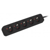 Lanberg PS0-05E-0300-BK, 3 m, Vnútorný, Typ E, Čierna, 5 AC zásuvky/AC zásuviek, 2500 W