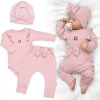 Baby Nellys Rebrovaná rastúca súprava 3D, Baby Boy - pudrovo rúžová, veľ.68/74, 68/74 (6-9m)