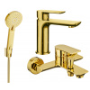 Sada baterií MEXEN ALFA XIX - umyvadlová baterie + vanová baterie se sprchou zlatá