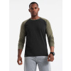 Ombre Men's longsleeve with raglan contrast sleeves - black/olive čierna S Ombre 5902228973461