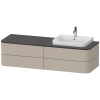 DURAVIT Happy D.2 Plus závesná skrinka pod umývadlo pod dosku (umývadlo vpravo), 4 zásuvky, 1600 x 550 x 408 mm, taupe matná lakovaná, HP4973R6060