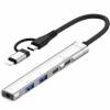 AppleKing oTG-019Y 5v1 hub - 3,5 mm jack / 2x USB-C / 2x USB-A na USB-C / Lightning - strieborný - možnosť vrátiť tovar ZADARMO do 30tich dní
