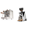 Rocket Espresso Appartamento, white, walnut + Eureka Mignon Zero 65 Speedy, CR chrome