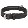 Flamingo Collar Arizona Black - kožený obojok pre psa s podšívkou, pravá koža, čierna - XL