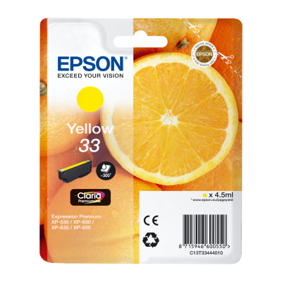 Epson originál ink C13T33444012, T33, yellow, 4,5ml, Epson Expression Home a Premium XP-530,630,635