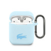 Lacoste Liquid Silicone Glossy Printing Logo púzdro pre AirPods 1/2 Blue