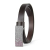 Dámsky kožený opasok SWAROVSKI PINK, šírka 2cm, Vyrobené na Slovensku - Tmavo hnedá
