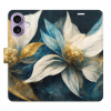 Flip pouzdro iSaprio - Apple iPhone 17 - Gold Flowers s kapsičkami na karty (Flipové knížkové pouzdro, obal, kryt iSaprio s přihrádkami na karty a motivem)