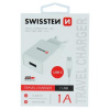 SWISSTEN SÍŤOVÝ ADAPTÉR SMART IC 1x USB 1A POWER + DATOVÝ KABEL USB / TYPE C 1,2 M BÍLÝ 22063000 Swissten